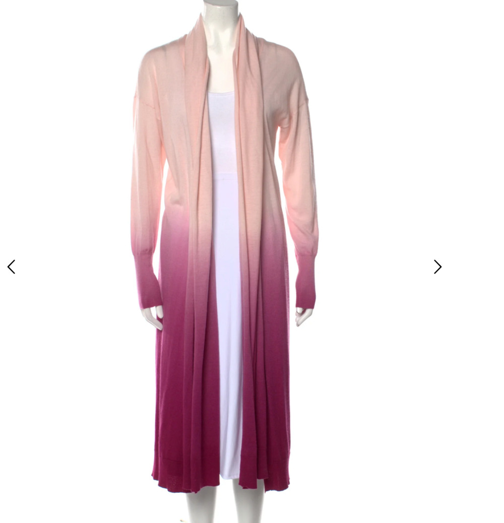 Beautiful Jonathan Simkhai 100% Cashmere Pink Ombre Open Cardigan Robe Sweater
